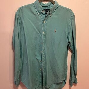 Ralph Lauren Men's Teal Button-Down Shirt. Cotton, Silk, Linen. Adult SMALL